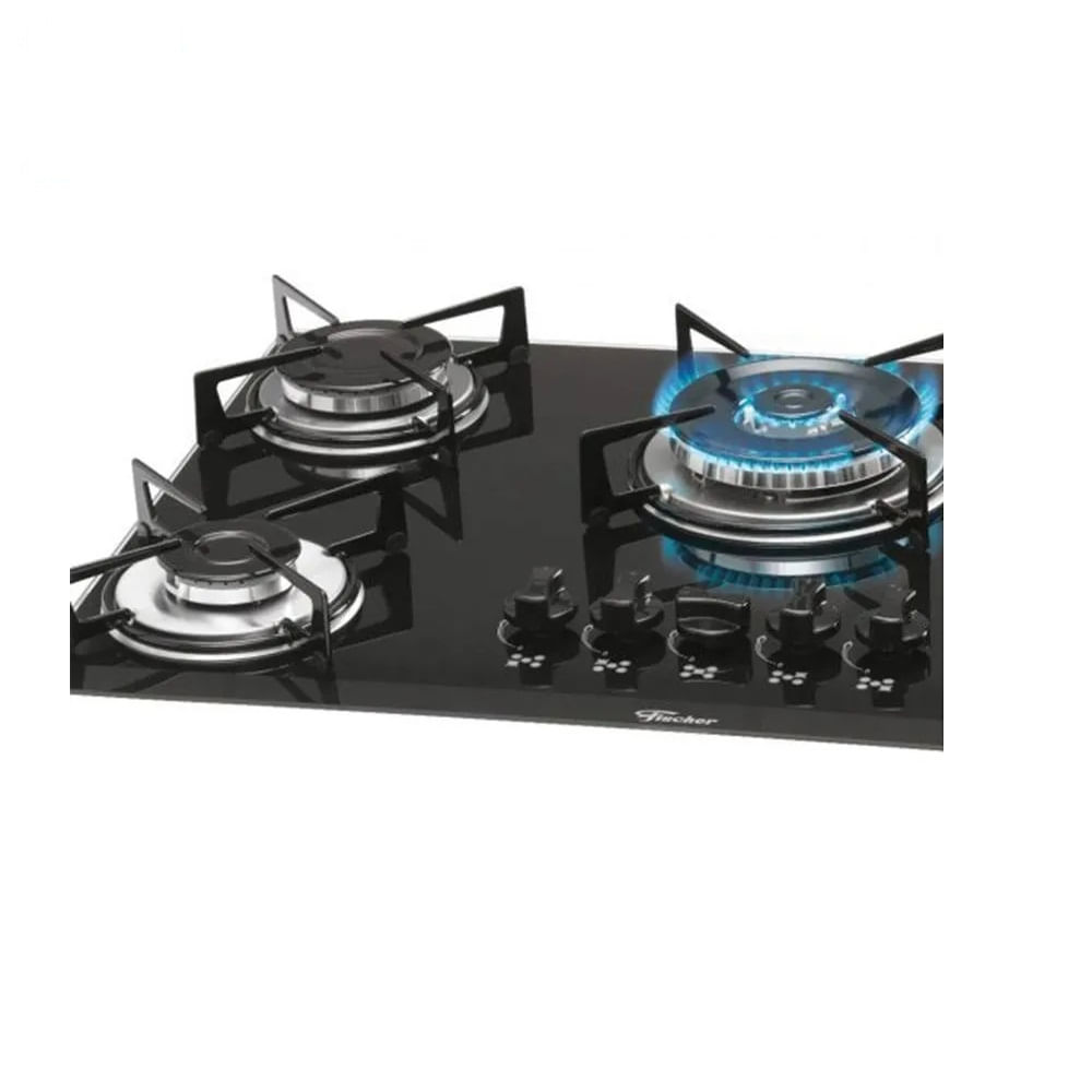 Cooktop Fischer 5 Bocas Mesa Vidro Tripla Chama Preto - Bivolt - Image 5