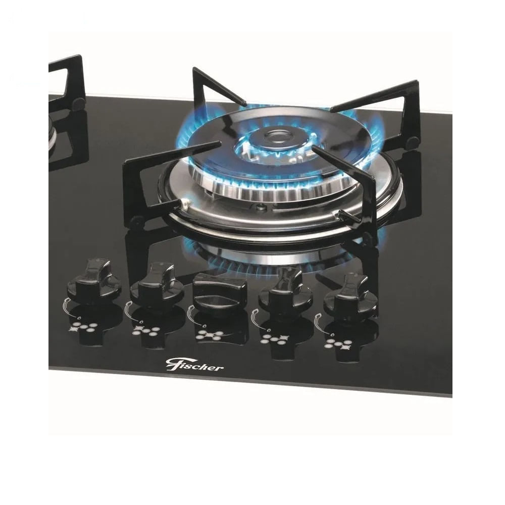 Cooktop Fischer 5 Bocas Mesa Vidro Tripla Chama Preto - Bivolt - Image 3