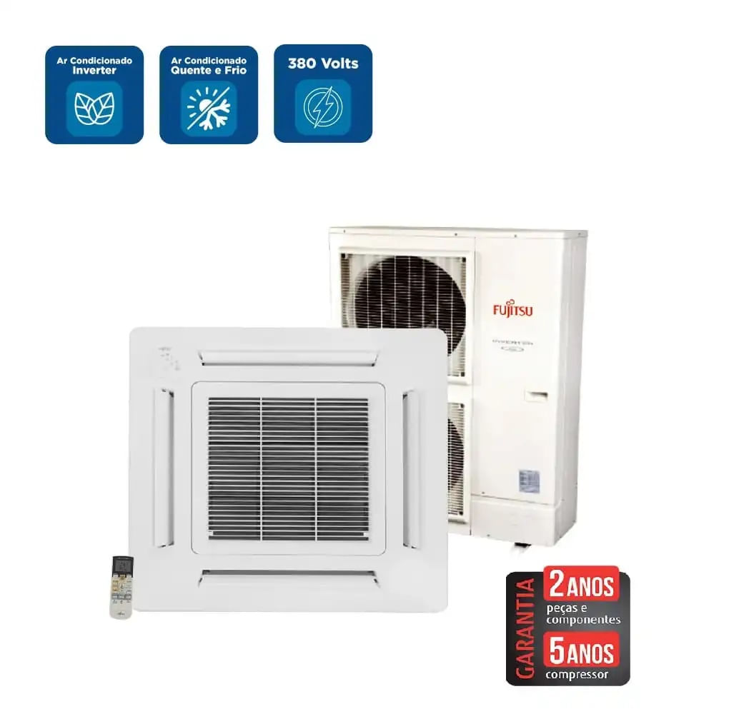 Ar Condicionado Split Cassete Inverter Fujitsu 48000 BTU/h Quente e Frio Trifásico AUBG54LRLA - 380 Volts - Image 2