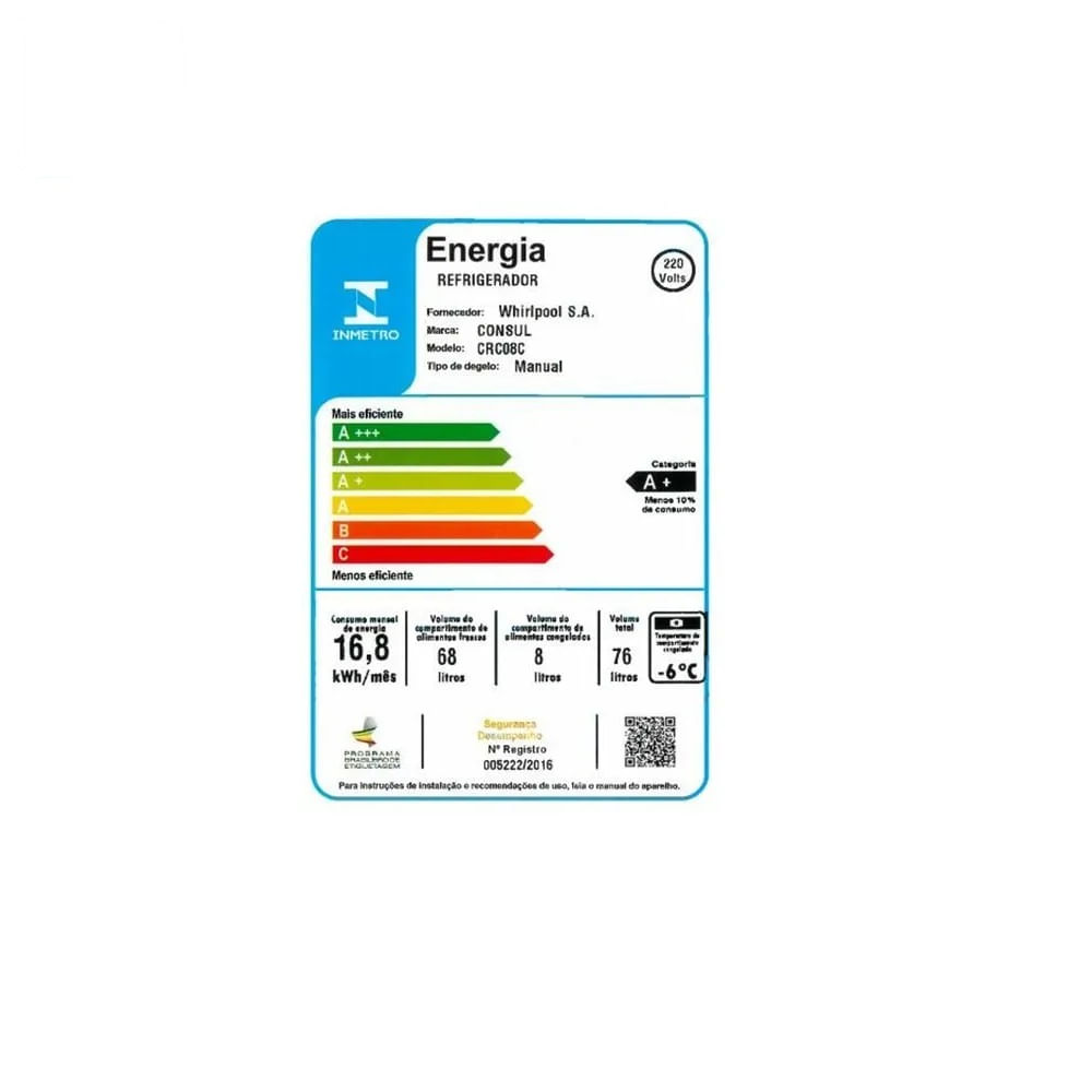 Frigobar Consul 76 Litros com Gaveta Multiuso Branco CRC08CB - 220 Volts - Image 4