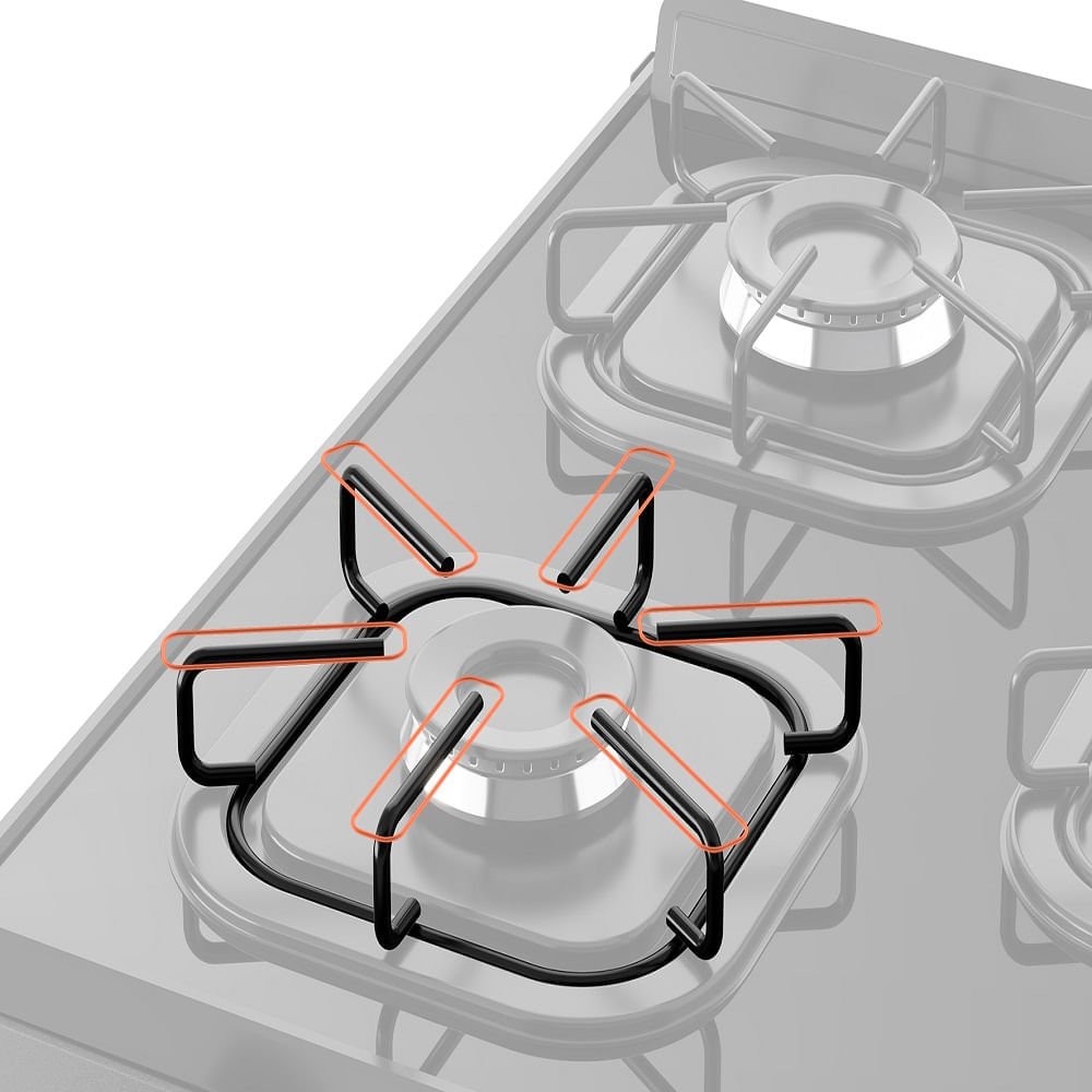 Fogão de Piso Mueller 4 bocas com mesa de vidro Fratello Vetro Preto – Bivolt - Image 8