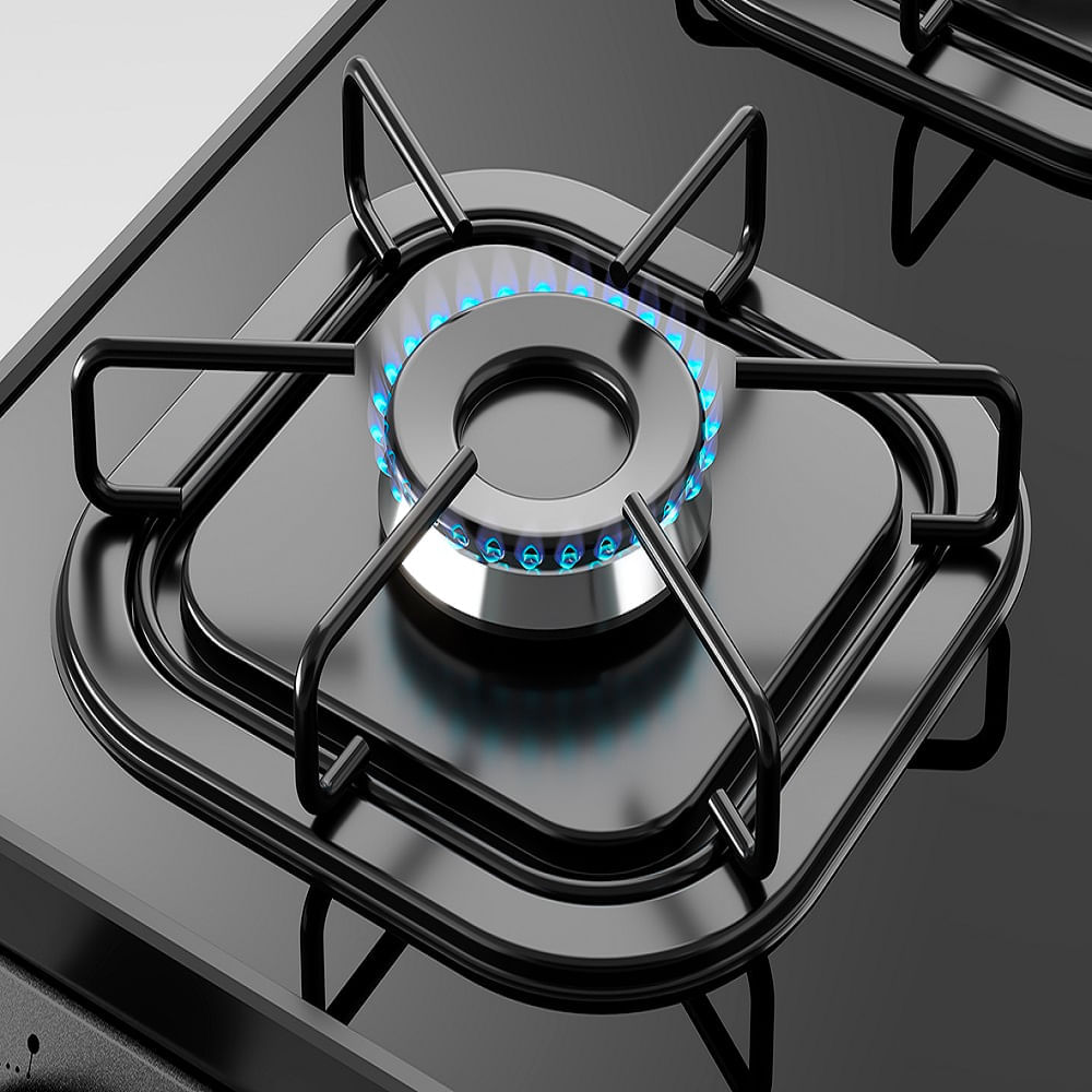 Fogão de Piso Mueller 4 bocas com mesa de vidro Fratello Vetro Preto – Bivolt - Image 7