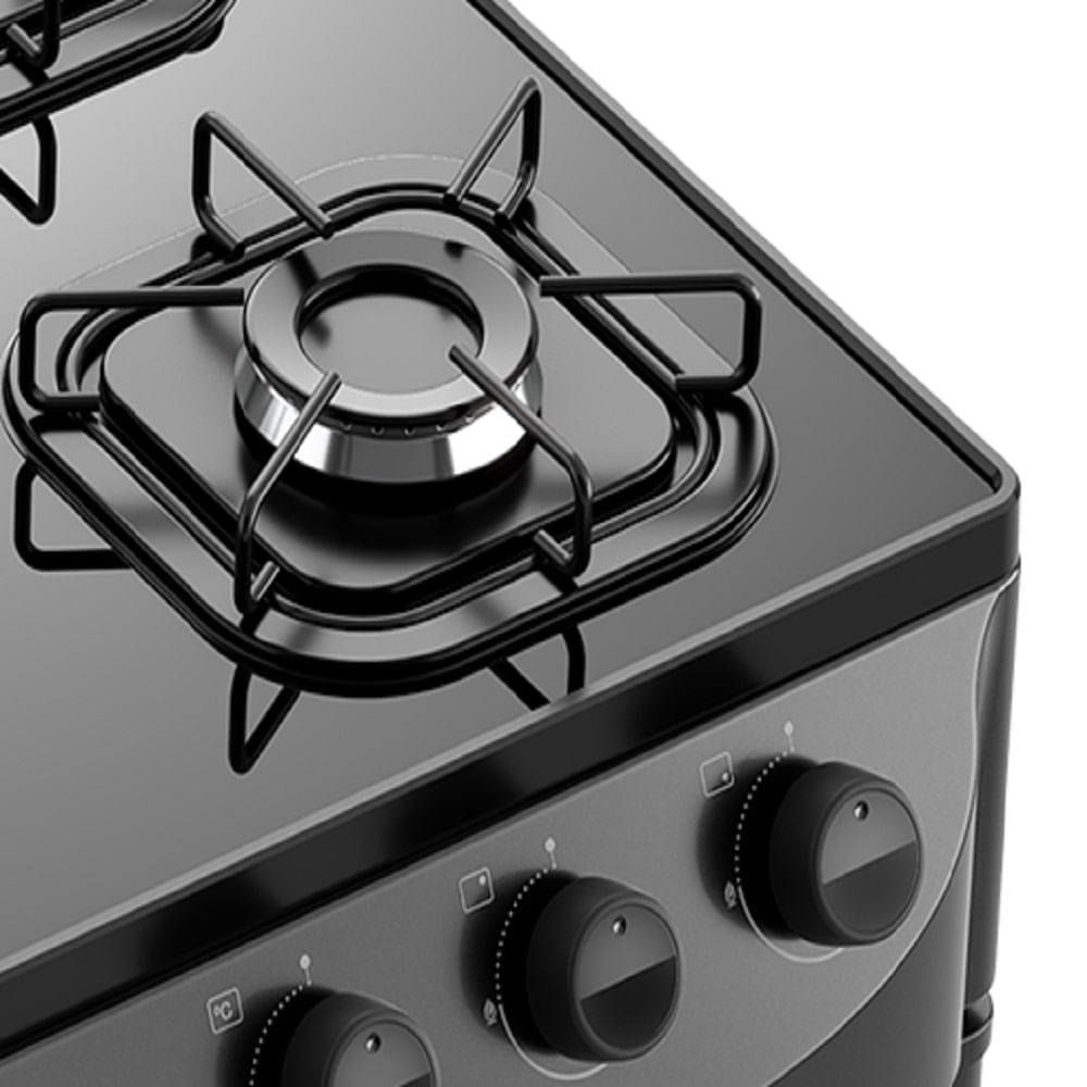 Fogão de Piso Mueller 5 Bocas Fratello Vetro com Mesa de Vidro Preto - Bivolt - Image 5