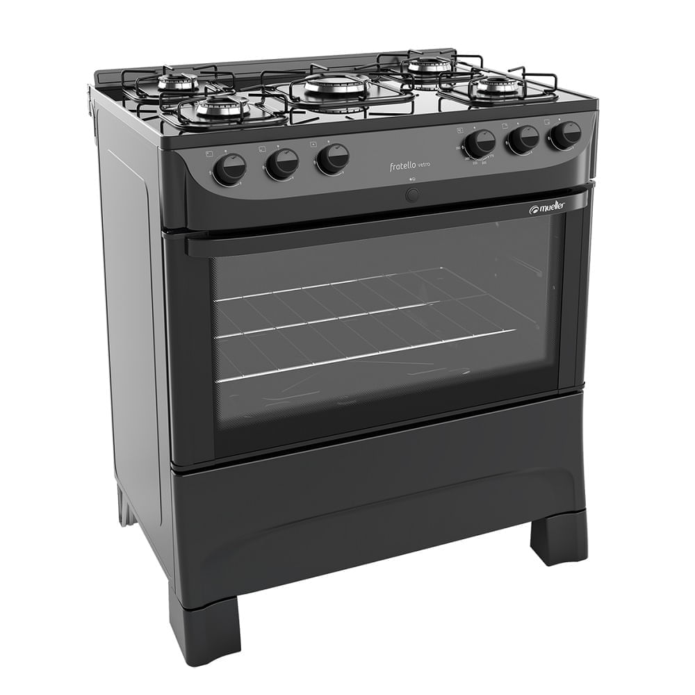 Fogão de Piso Mueller 5 Bocas Fratello Vetro com Mesa de Vidro Preto - Bivolt - Image 2