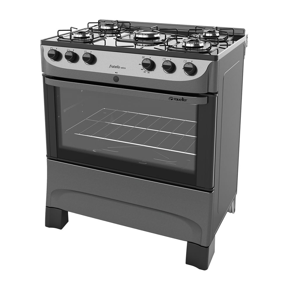 Fogão de Piso Mueller 5 Bocas Fratello Vetro com Mesa de Vidro Grafite - Bivolt - Image 3