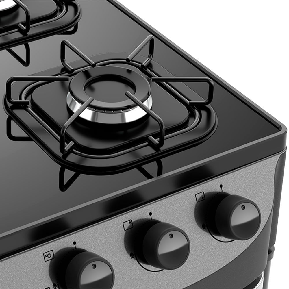 Fogão de Piso Mueller 5 Bocas Fratello Vetro com Mesa de Vidro Grafite - Bivolt - Image 8