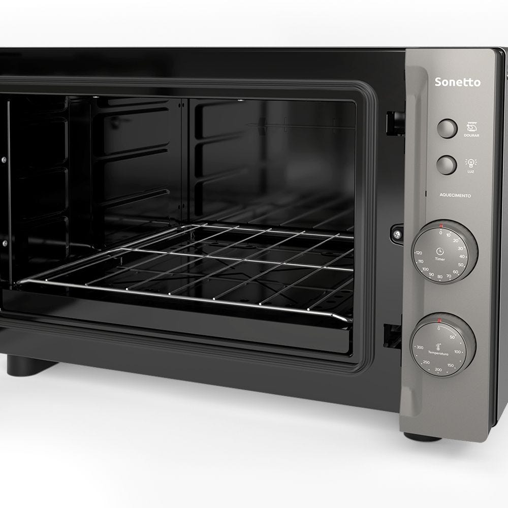 Forno Elétrico Mueller 44 Litros Sonetto Vidro Espelhado Cinza – 220 Volts - Image 3