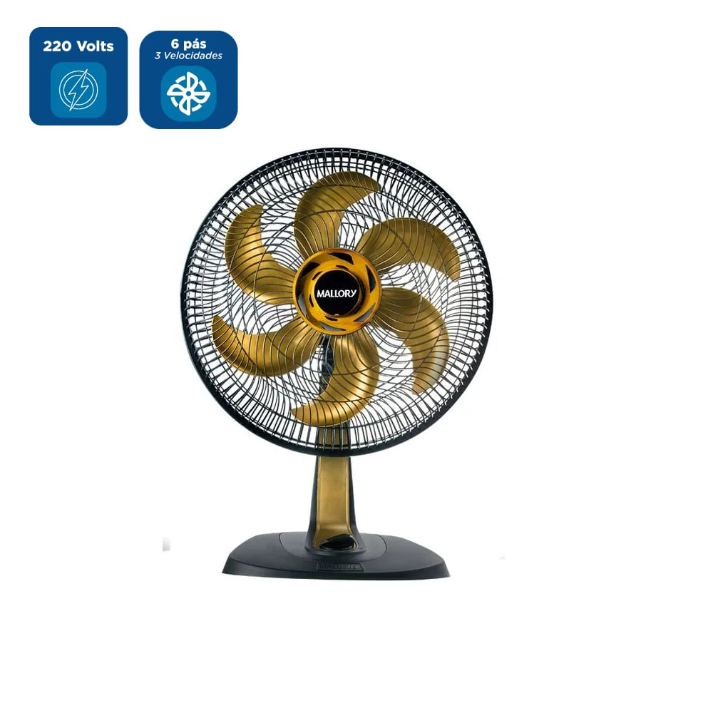 Ventilador de mesa 40cm Mallory TS40+ Preto e Dourado – 220 Volts - Image 2
