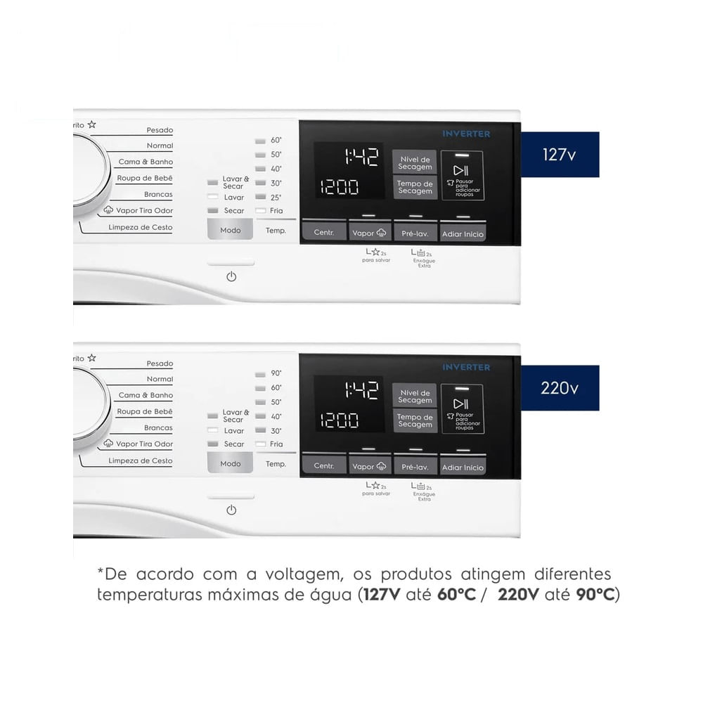 Lava e Seca Electrolux 11 Kg Perfect Care Inverter com Água Quente e Vapor Branca LSP11 – 127 Volts - Image 5
