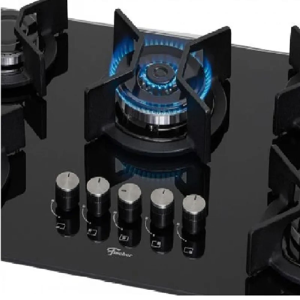 Cooktop a Gás Fischer 5 Bocas TC Infinity Mesa Vidro Preto – Bivolt - Image 3