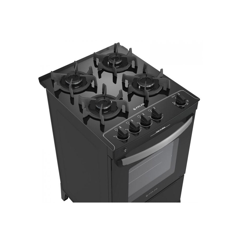 Fogão de Piso Atlas 4 Bocas Agile Up com Mesa de Vidro Preto - Bivolt - Image 5