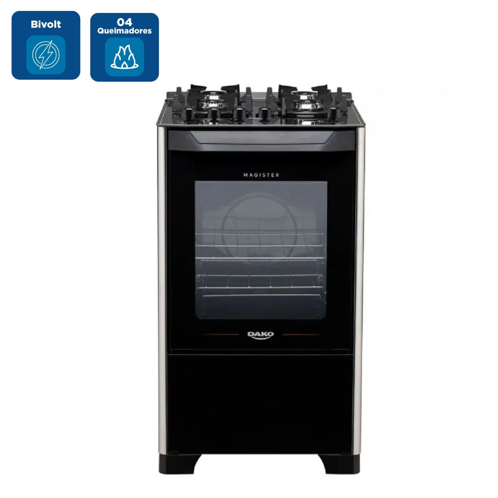Fogão de Piso Dako 4 Bocas Magister com Mesa de Vidro Preto – Bivolt - Image 2