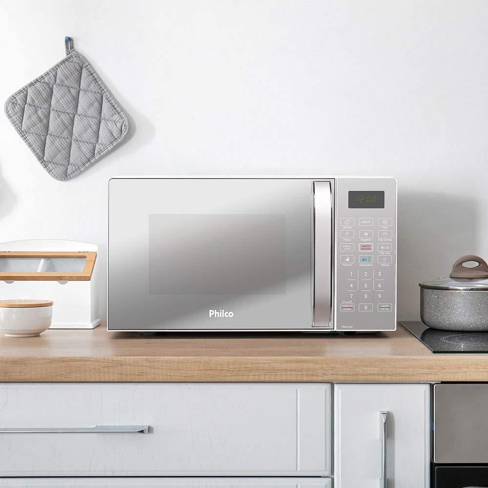 Micro-ondas Philco 20 Litros com Revestimento Limpa Fácil Porta Espelhada Branco PMO23EB – 127 Volts - Image 11