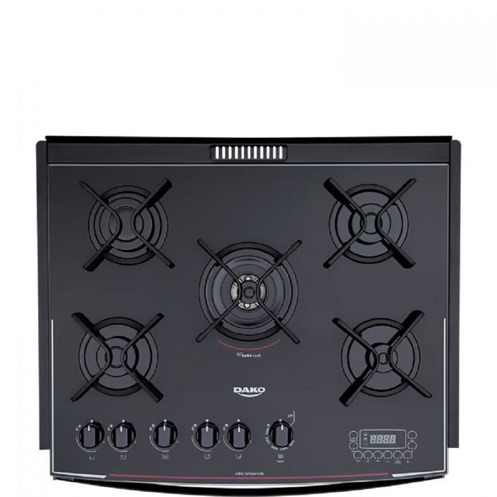Fogão de Embutir Dako 5 Bocas Turbo Glass Preto - Bivolt - Image 5