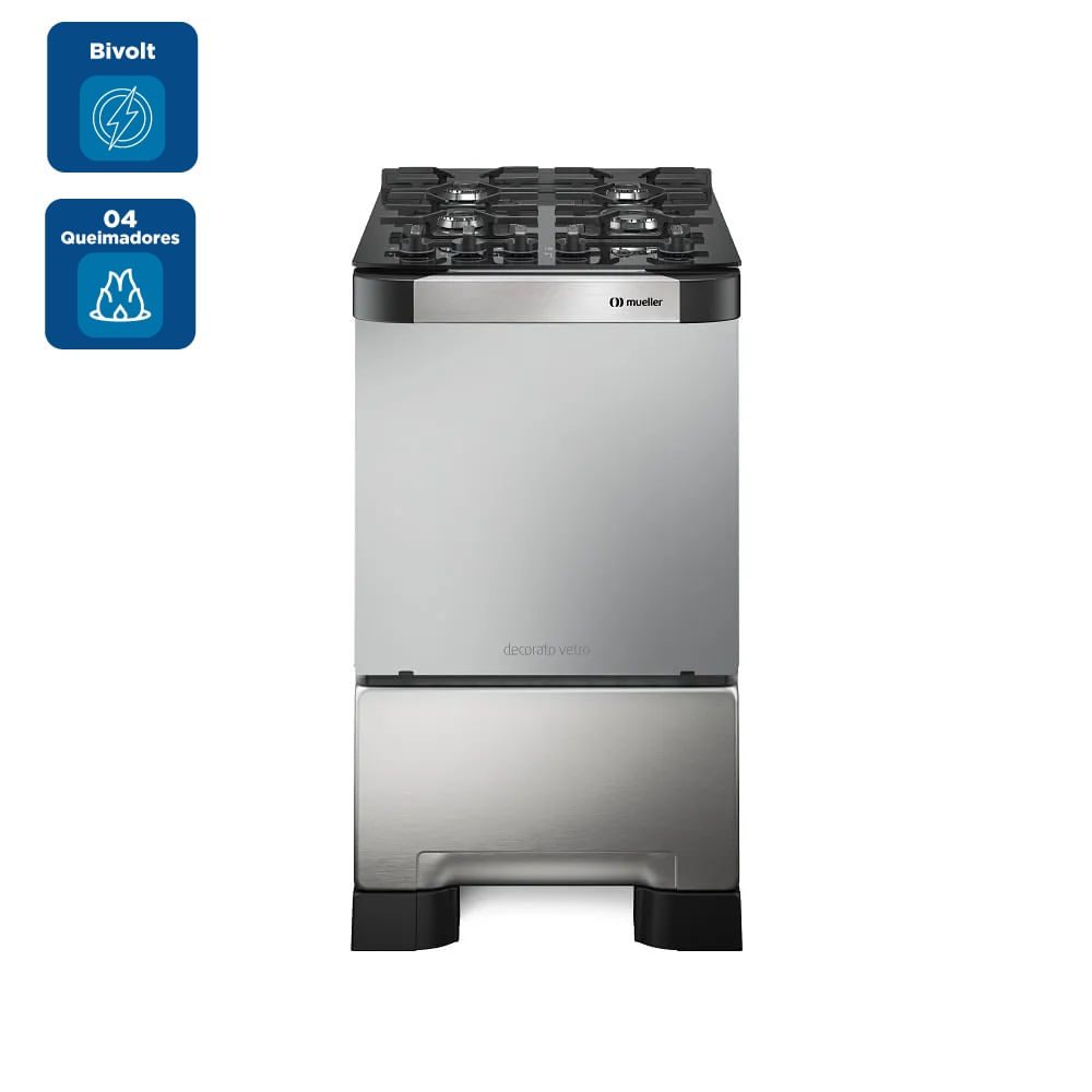 Fogão de Piso Mueller 4 Bocas Decorato Vetro Inox – Bivolt - Image 2