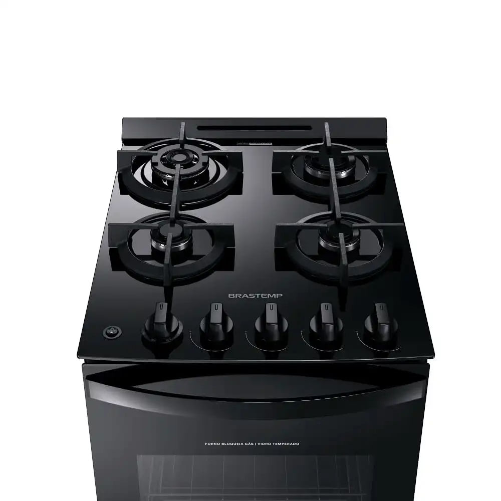 Fogão de Piso Brastemp 4 Bocas Com Mesa De Vidro E Dupla Chama Preto BFO4XAE - Bivolt - Image 6