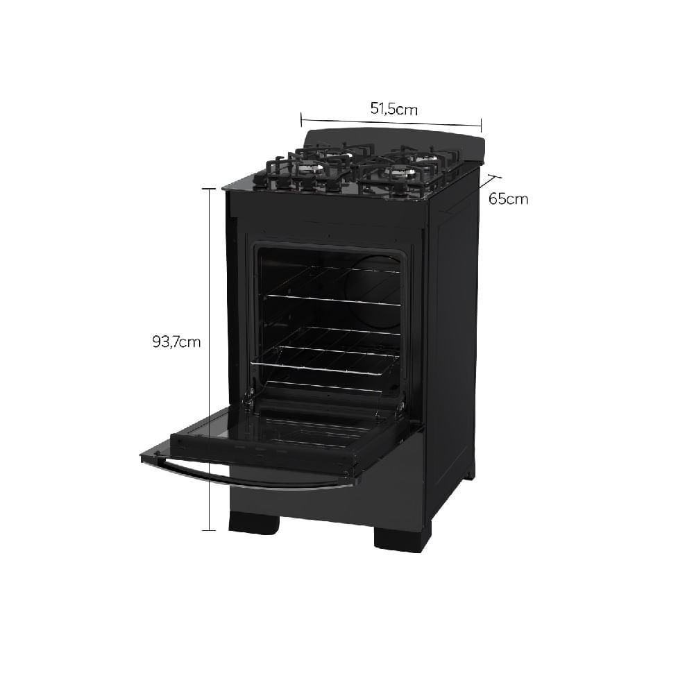 Fogão de Piso Dako 4 Bocas Diplomata Preto - Bivolt - Image 8