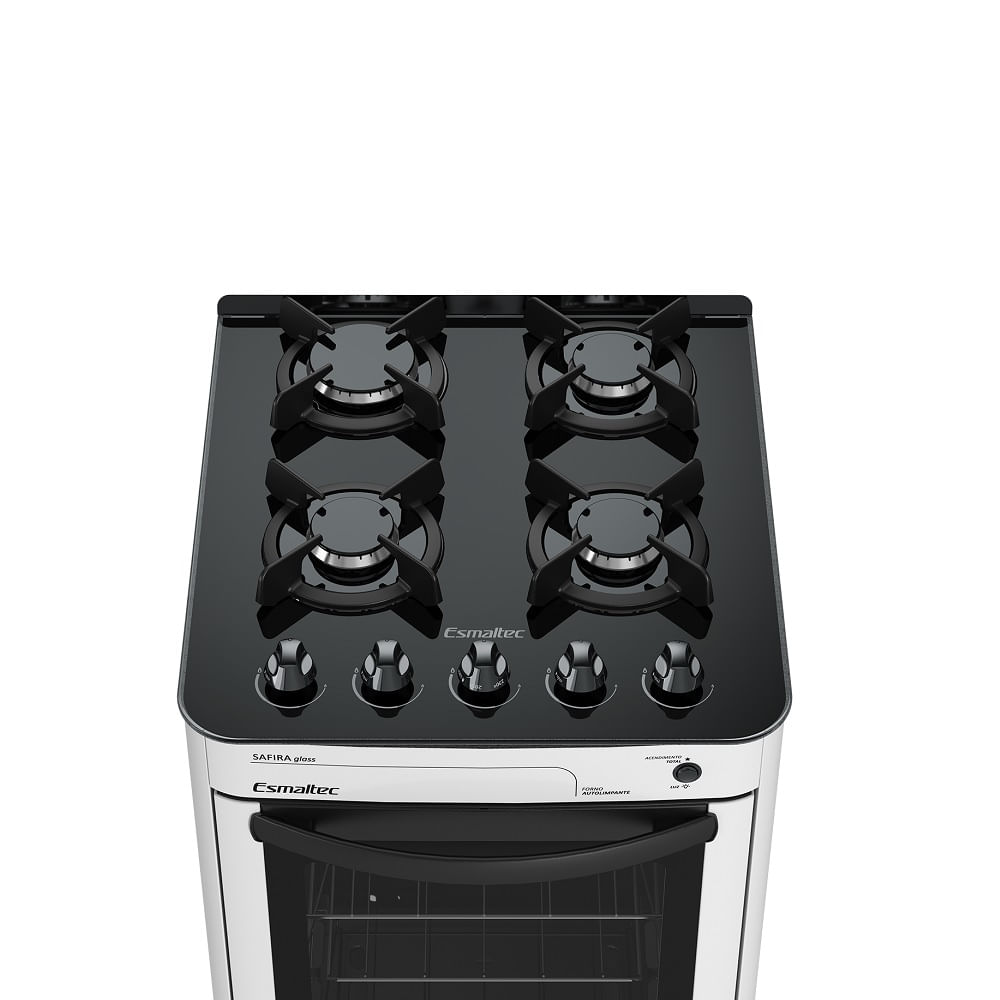 Fogão de Piso Esmaltec 4 Bocas Safira Glass Branco - Bivolt - Image 5