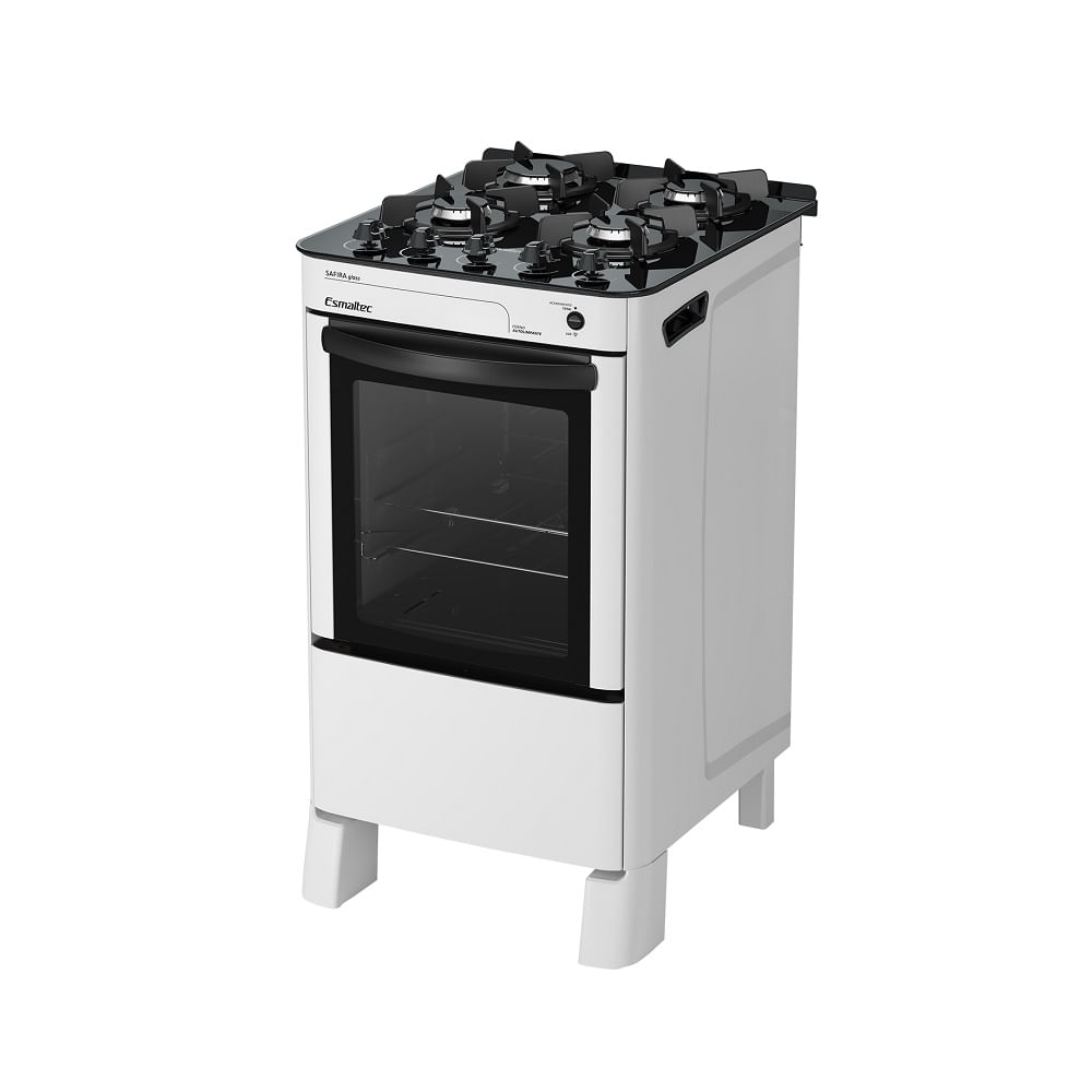 Fogão de Piso Esmaltec 4 Bocas Safira Glass Branco - Bivolt - Image 3