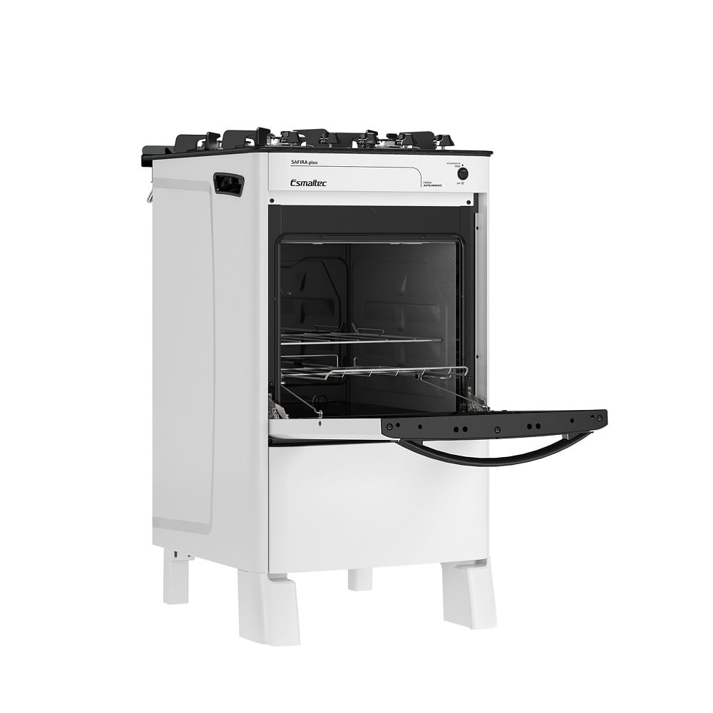 Fogão de Piso Esmaltec 4 Bocas Safira Glass Branco - Bivolt - Image 6