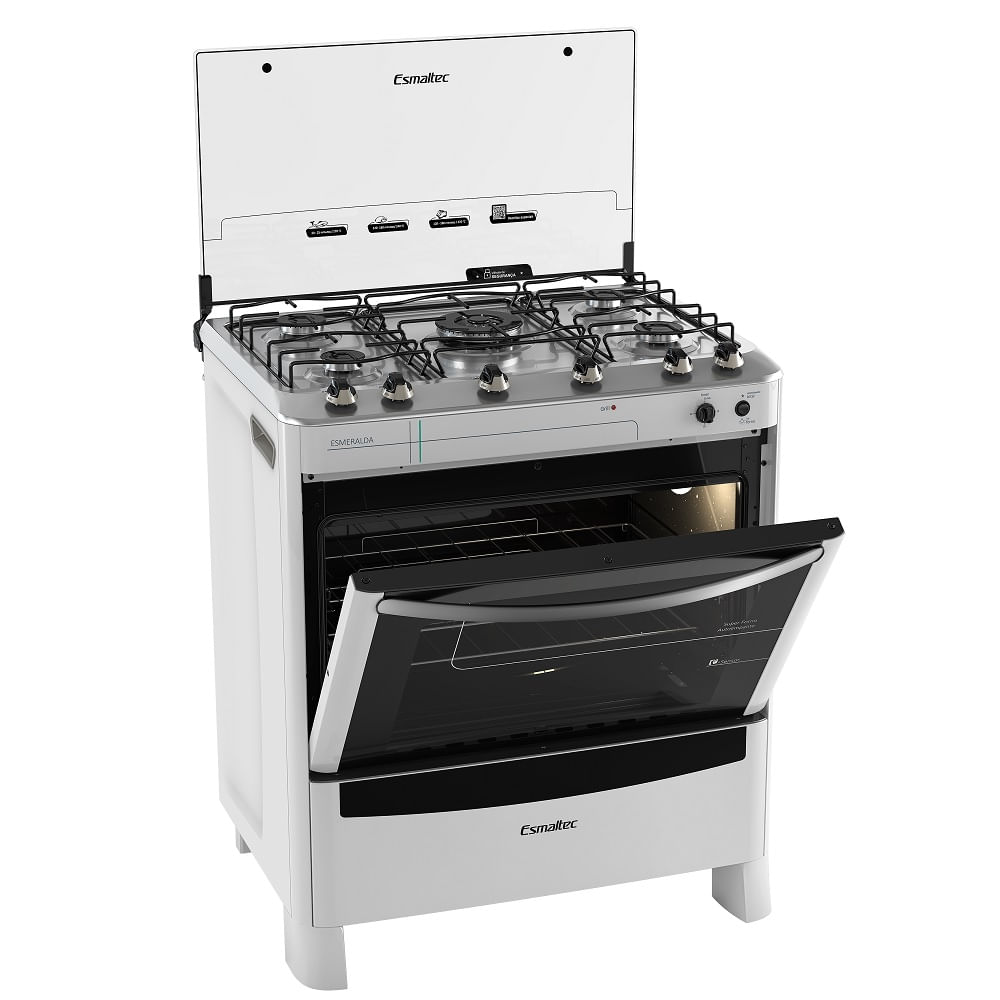 Fogão de Piso Esmaltec 5 Bocas Esmeralda Branco - Bivolt - Image 3