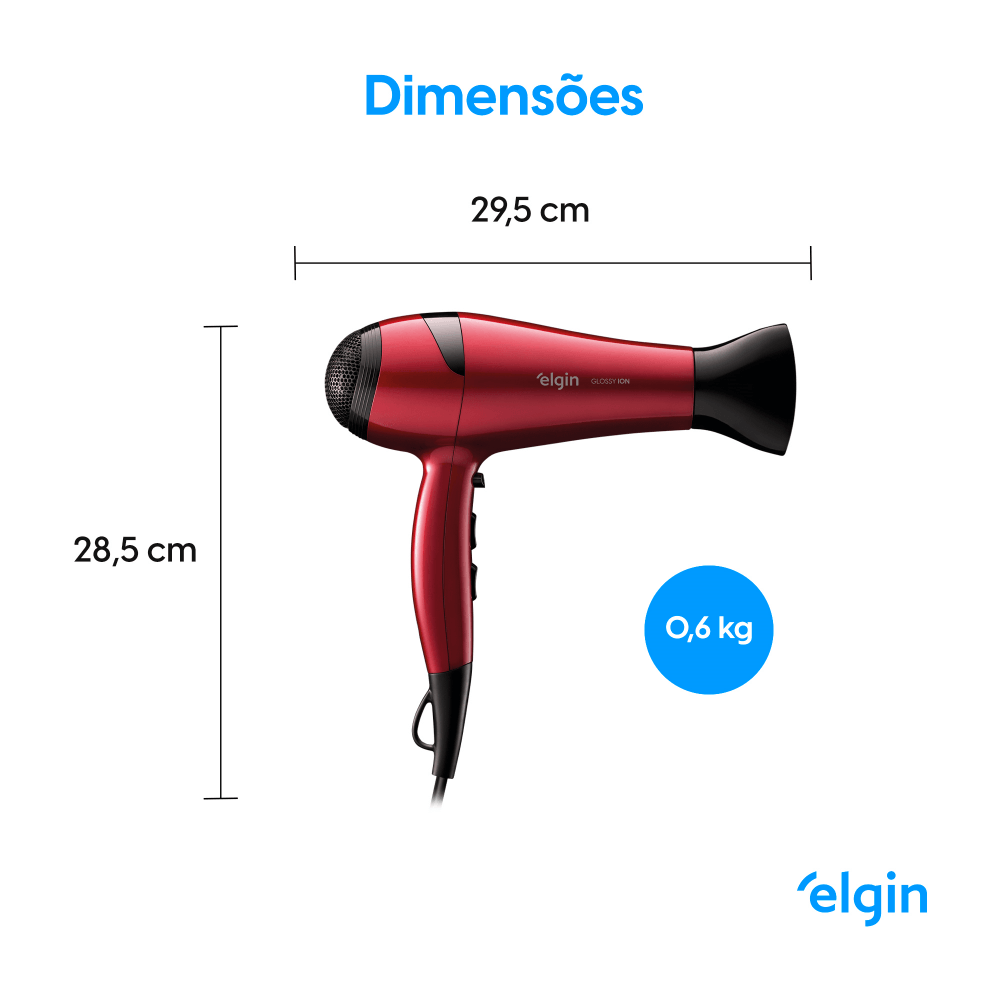 Secador de Cabelo Elgin Glossy Ion Vermelho - 220 Volts - Image 3