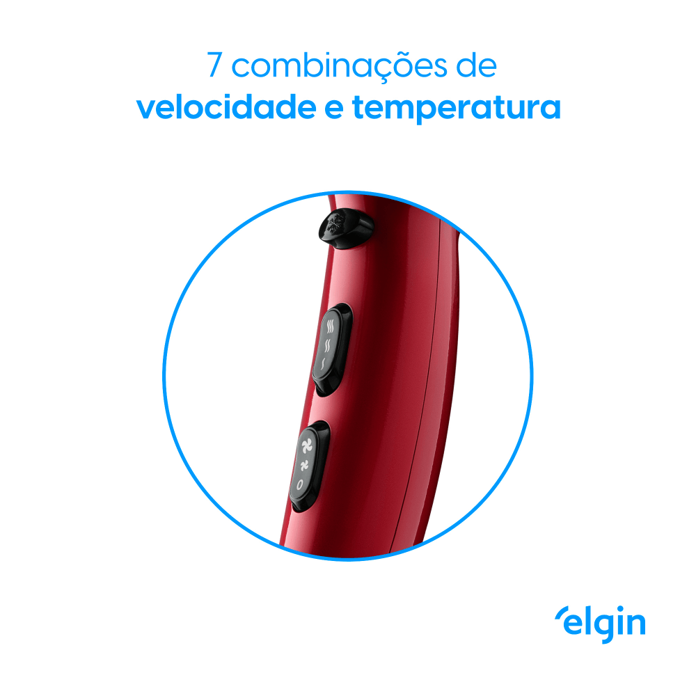 Secador de Cabelo Elgin Glossy Ion Vermelho - 220 Volts - Image 6