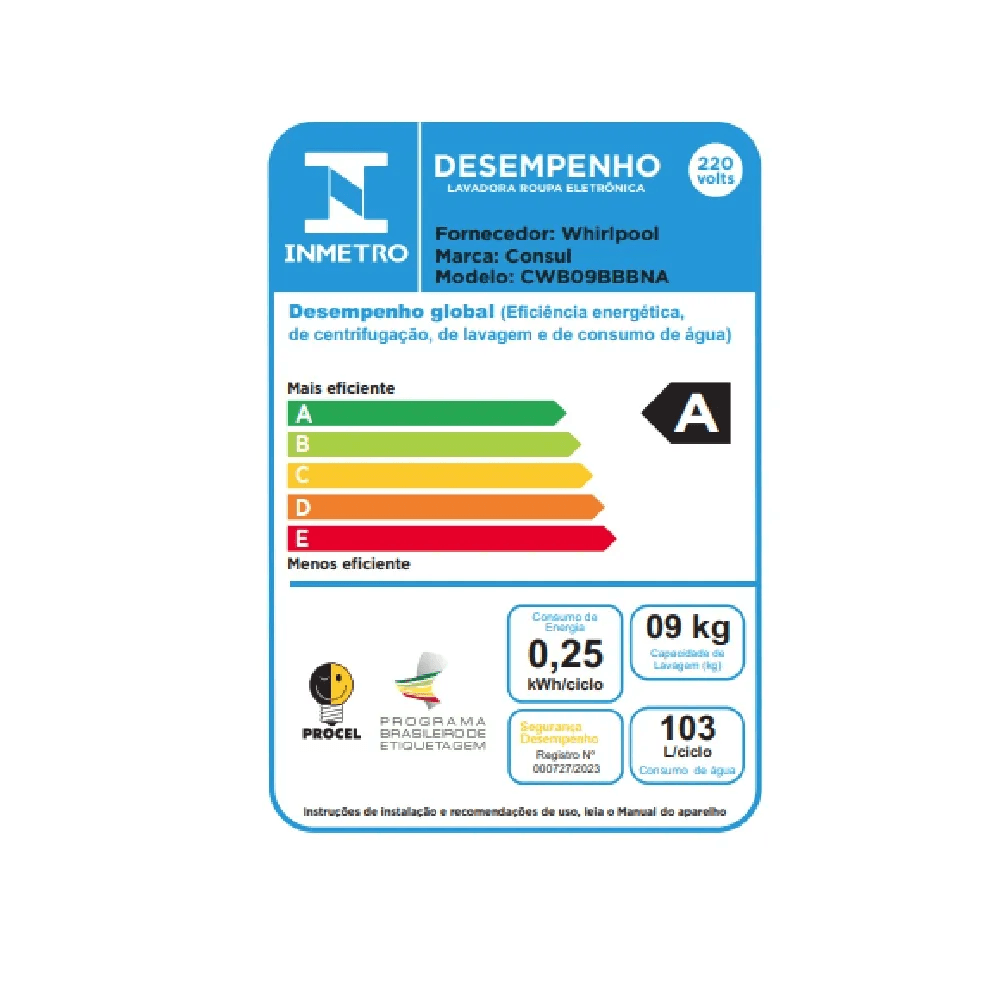 Lavadora de Roupas Consul 9Kg com Dosagem Econômica e Ciclo Edredom Branca CWB09BB – 220 Volts - Image 10