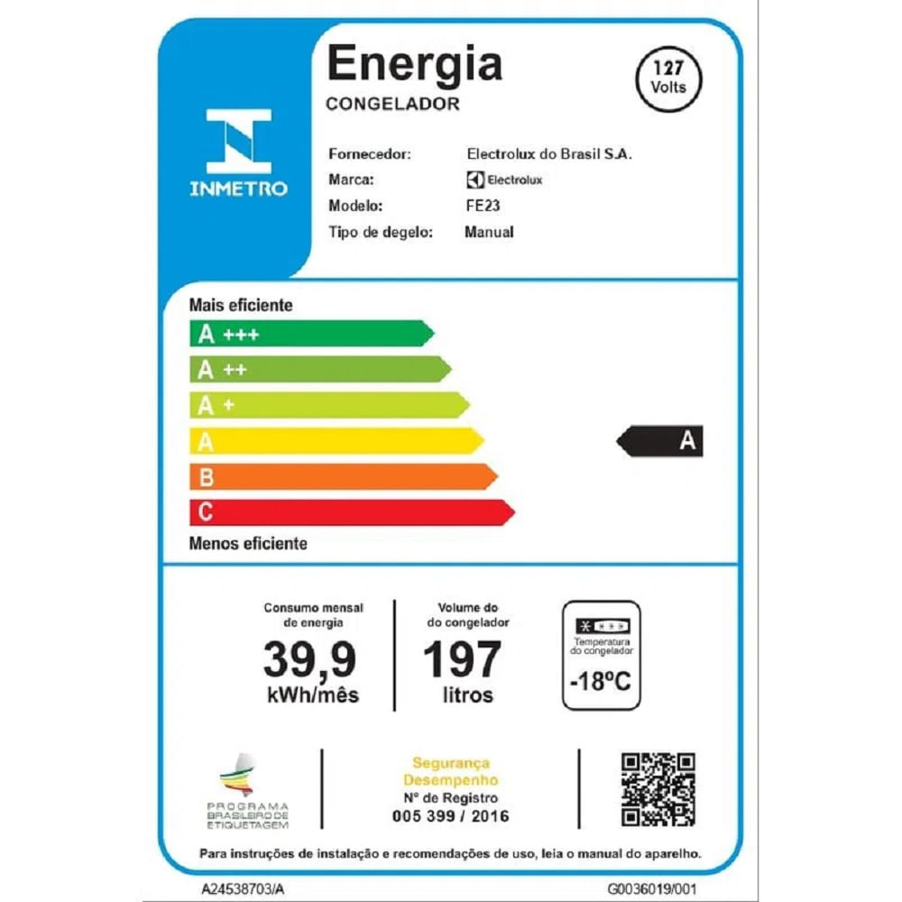 Freezer Vertical Electrolux 197 Litros Cycle Defrost Uma Porta Branco FE23 – 220 Volts - Image 7