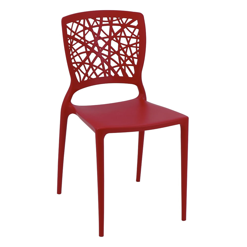 Conjunto de 4 Cadeiras Plásticas Tramontina Joana em Polipropileno e Fibra de Vidro Vermelho - Image 3