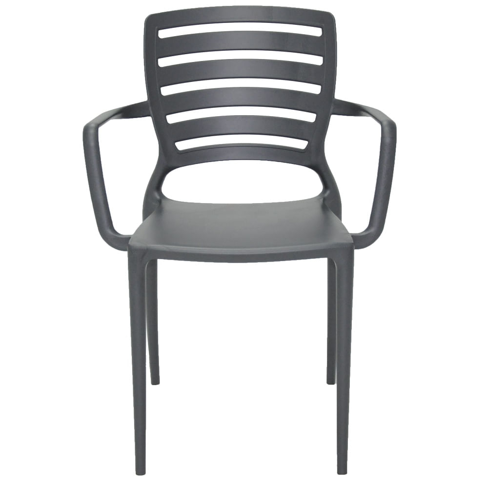 Conjunto de 4 Cadeiras Plásticas Tramontina Sofia Encosto Horizontal e Braços Polipropileno e Fibra de Vidro Grafite - Image 2
