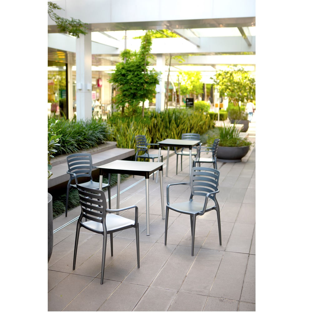 Conjunto de 4 Cadeiras Plásticas Tramontina Sofia Encosto Horizontal e Braços Polipropileno e Fibra de Vidro Grafite - Image 7