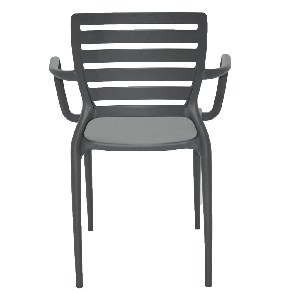 Conjunto de 4 Cadeiras Plásticas Tramontina Sofia Encosto Horizontal e Braços Polipropileno e Fibra de Vidro Grafite - Image 5