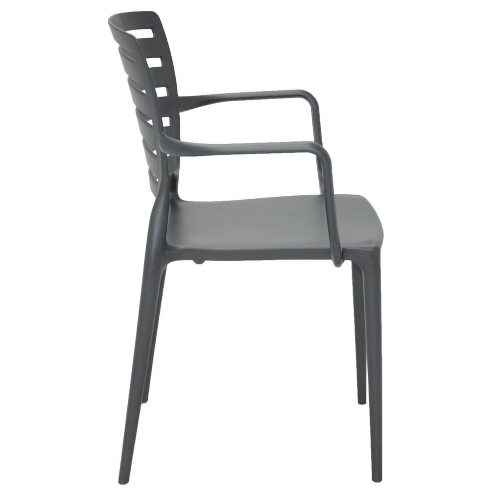 Conjunto de 4 Cadeiras Plásticas Tramontina Sofia Encosto Horizontal e Braços Polipropileno e Fibra de Vidro Grafite - Image 4