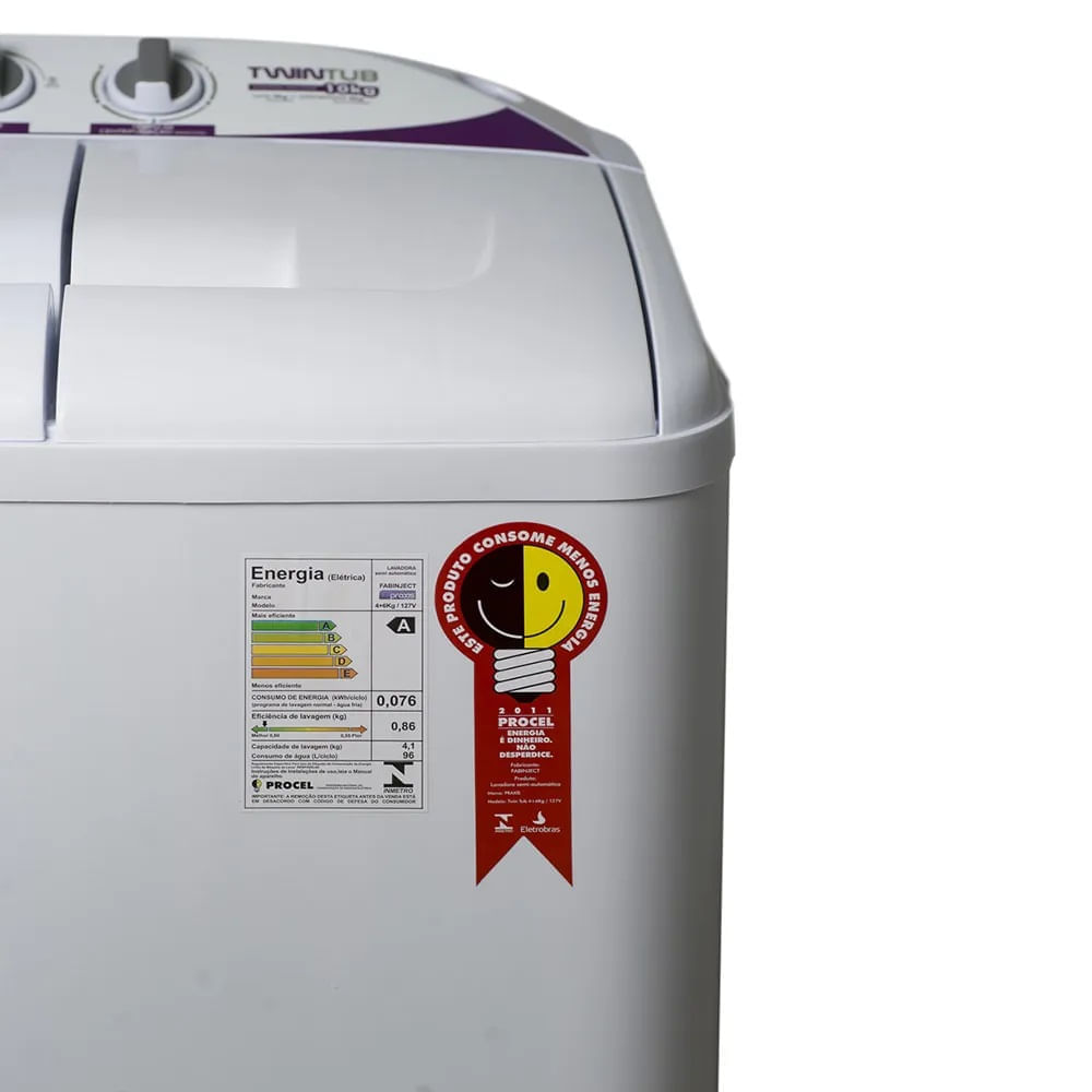 Lavadora e Centrifuga Praxis 10kg 2 em 1 Branca Twin Tub - 127 Volts - Image 10