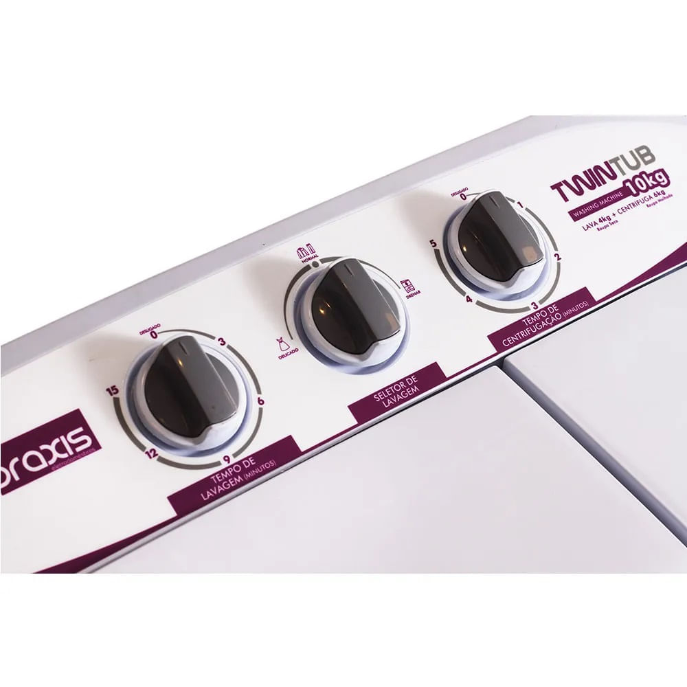 Lavadora e Centrifuga Praxis 10kg 2 em 1 Branca Twin Tub - 127 Volts - Image 8