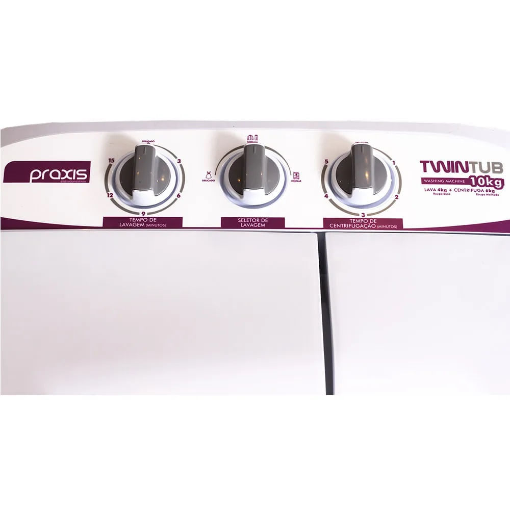 Lavadora e Centrifuga Praxis 10kg 2 em 1 Branca Twin Tub - 127 Volts - Image 9