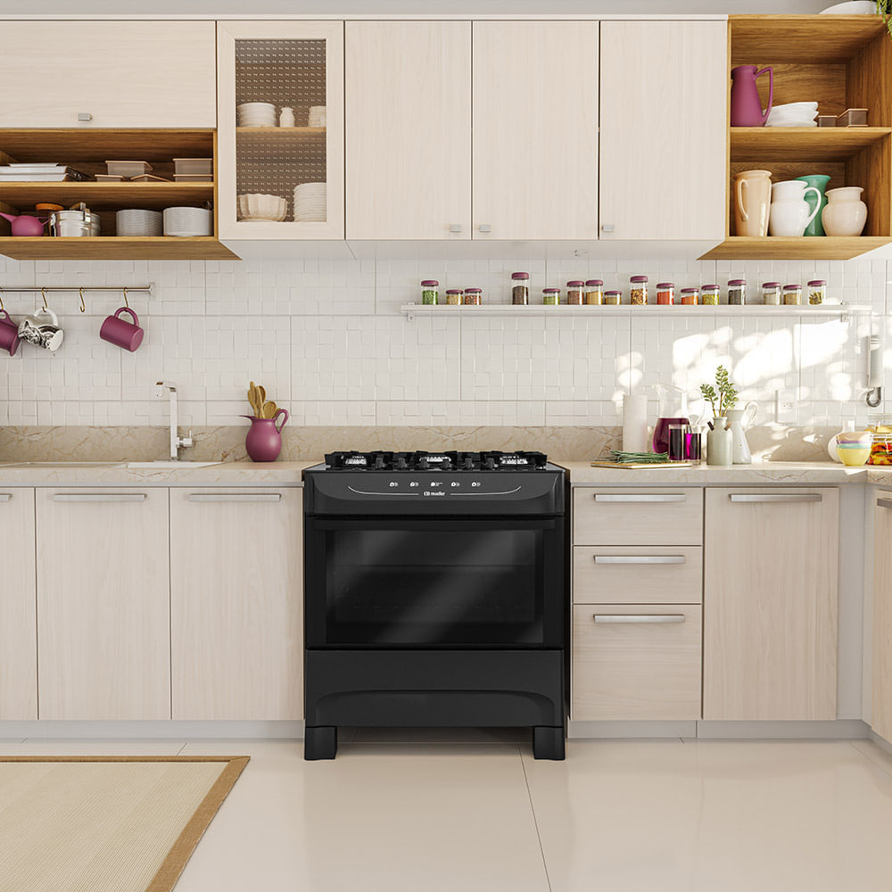 Fogão De Piso Mueller 5 Bocas Mesa De Vidro Preto MFV5BB - Bivolt - Image 9