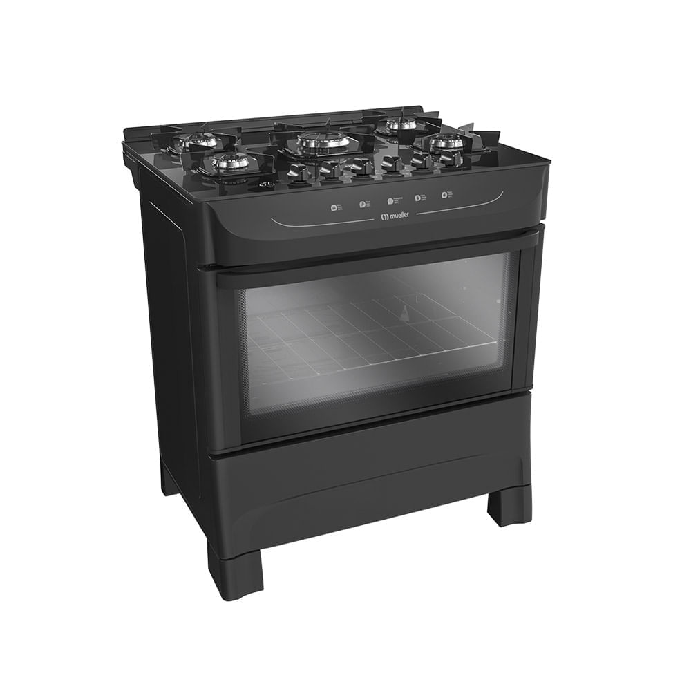 Fogão De Piso Mueller 5 Bocas Mesa De Vidro Preto MFV5BB - Bivolt - Image 3
