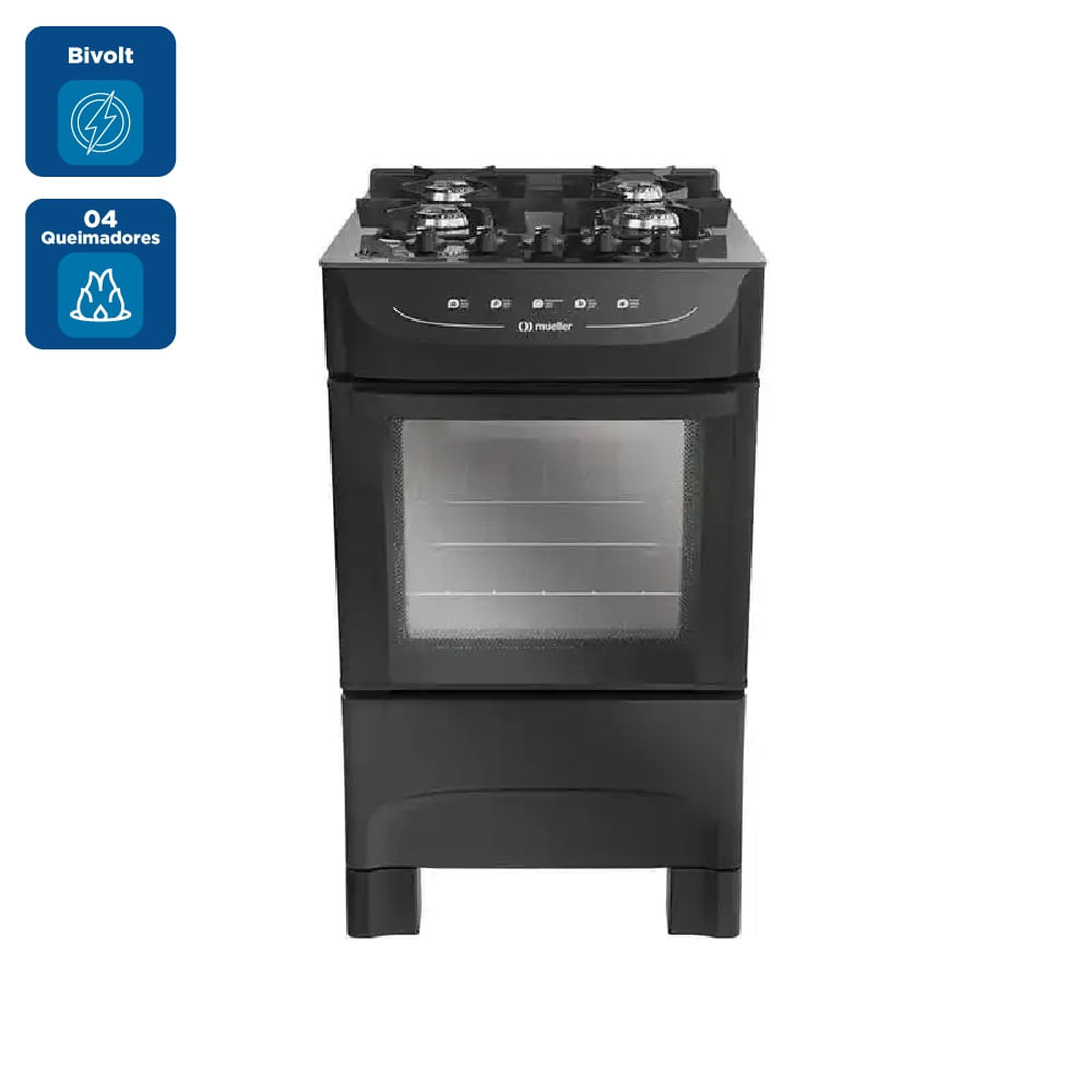 Fogão Mueller 4 Bocas Mesa De Vidro Preto Bivolt MFV4B - Image 2