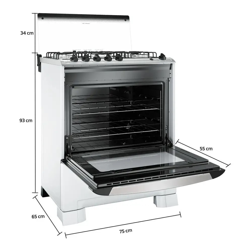Fogão de Piso Mueller 5 Bocas Decorato com Tripla Chama Branco G3 - Bivolt - Image 7
