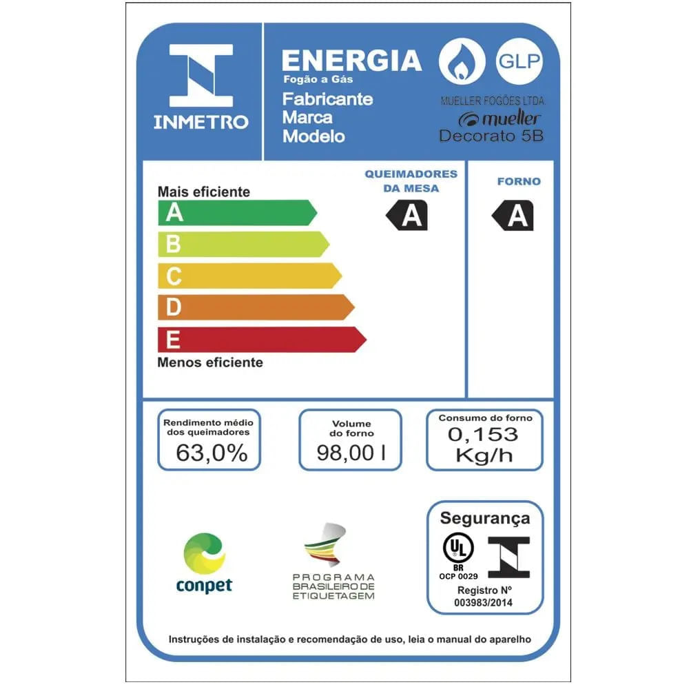 Fogão de Piso Mueller 5 Bocas Decorato com Tripla Chama Branco G3 - Bivolt - Image 14