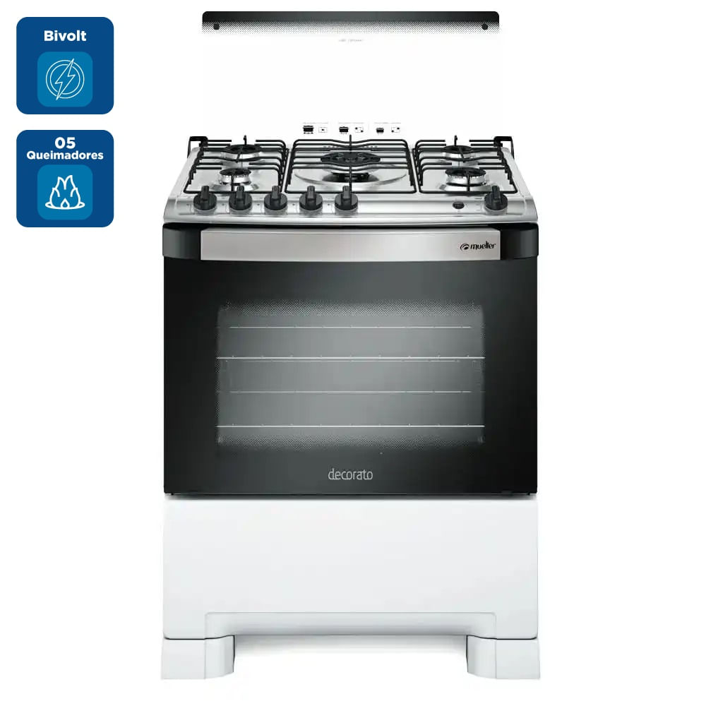 Fogão de Piso Mueller 5 Bocas Decorato com Tripla Chama Branco G3 - Bivolt - Image 2