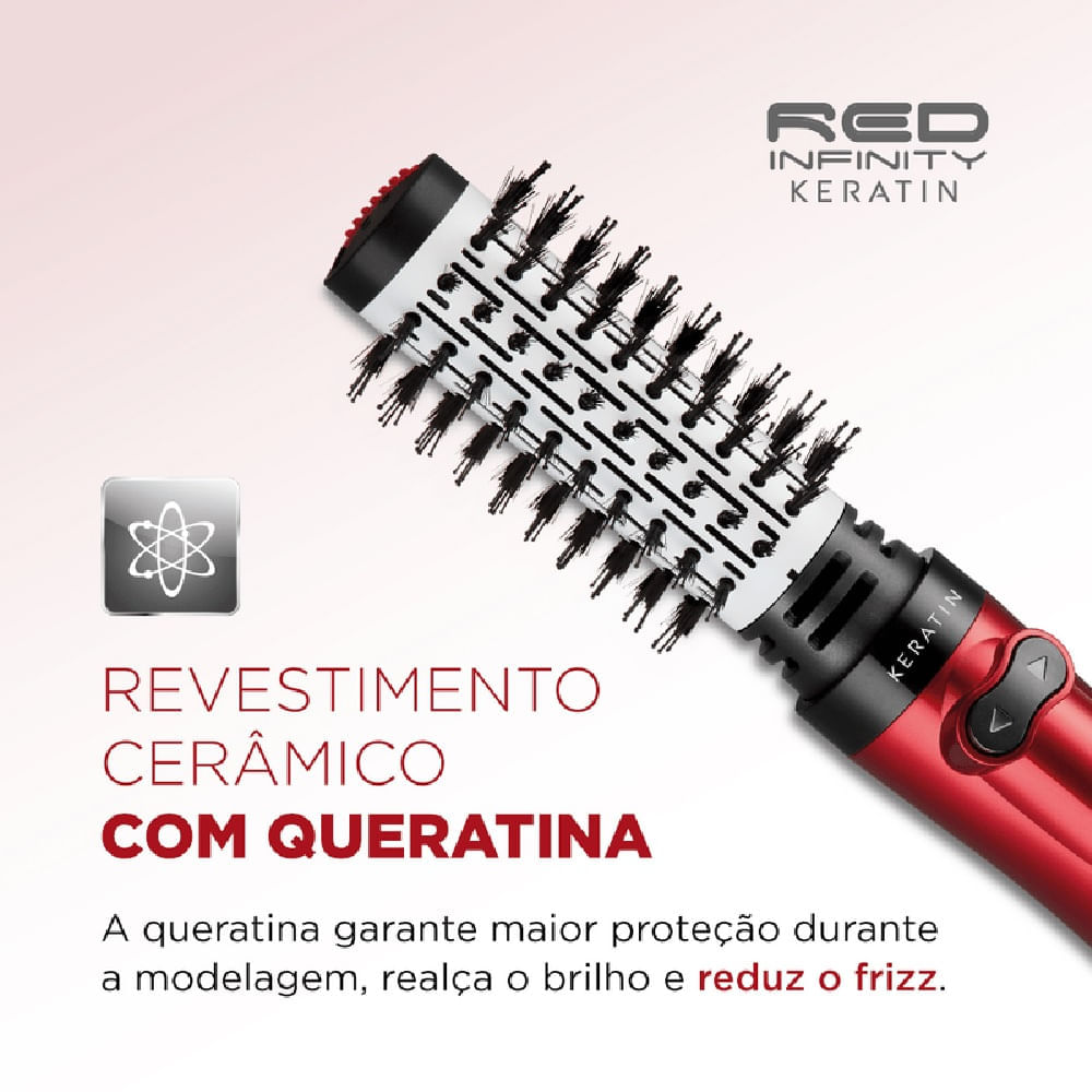 Escova Secadora Mondial Infinity Keratin Vermelho ER-11-KR - 220 Volts - Image 5