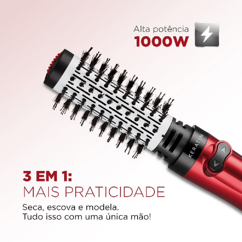 Escova Secadora Mondial Infinity Keratin Vermelho ER-11-KR - 220 Volts - Image 4