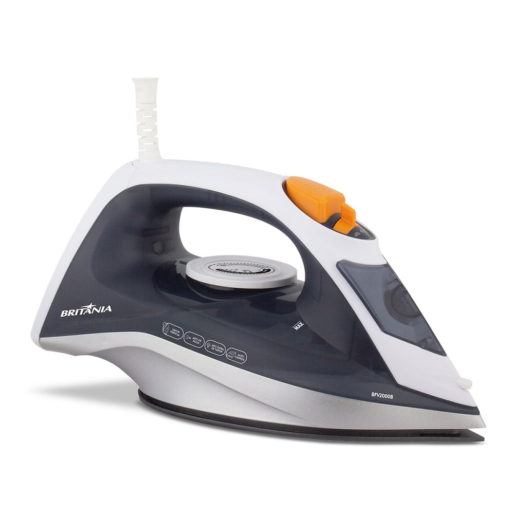 Ferro a Vapor Britânia Base Antiaderente Branco e Cinza BFV2000B – 127 Volts - Image 2