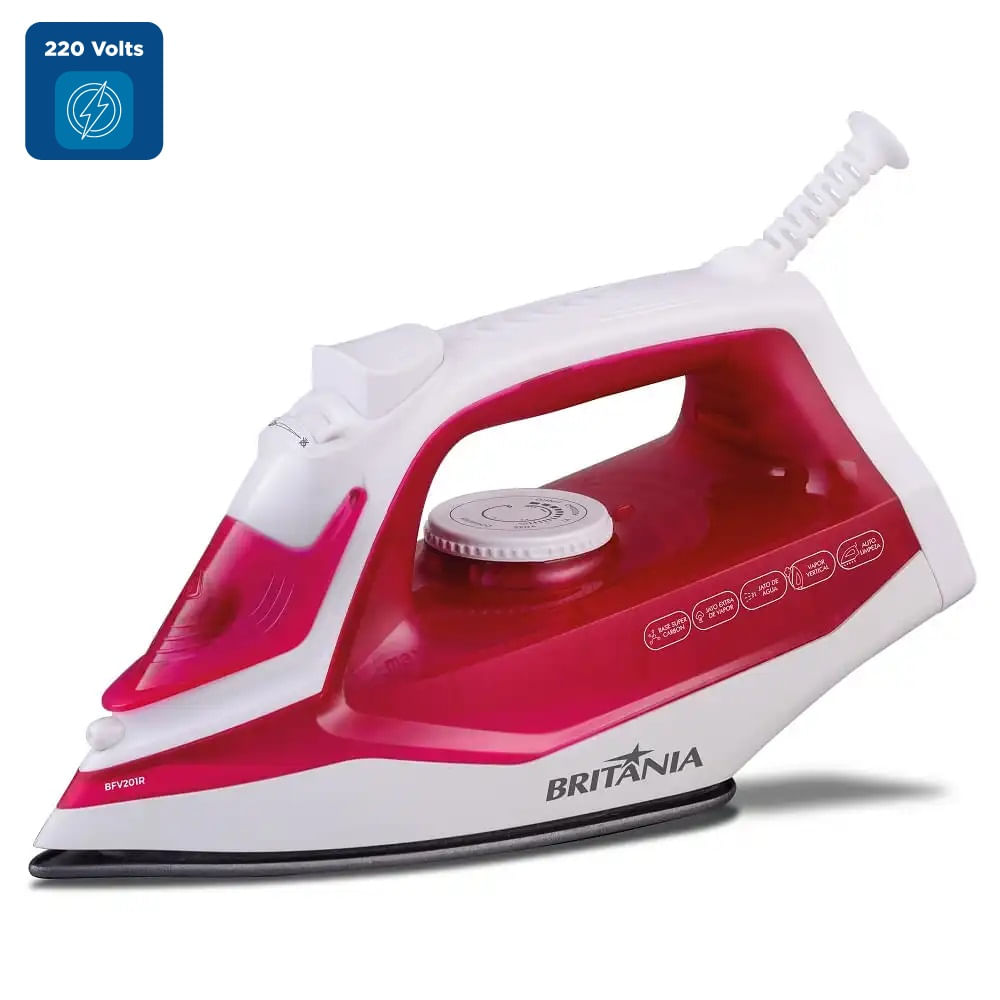 Ferro a Vapor Britânia Super Carbon Branco e Rosa BFV201R – 220 Volts - Image 2