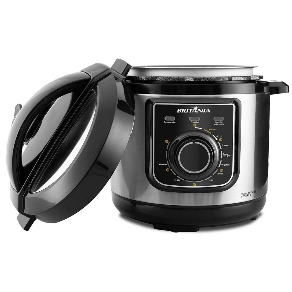 Panela de Pressão Britânia 3 Litros Multifuncional Preta/Inox BPP01PI – 127 Volts - Image 3