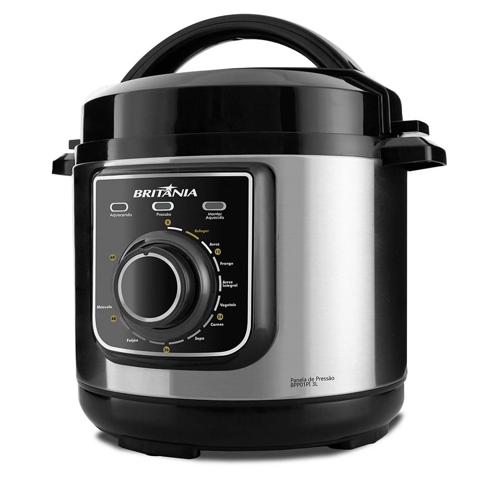 Panela de Pressão Britânia 3 Litros Multifuncional Preta/Inox BPP01PI – 127 Volts - Image 2