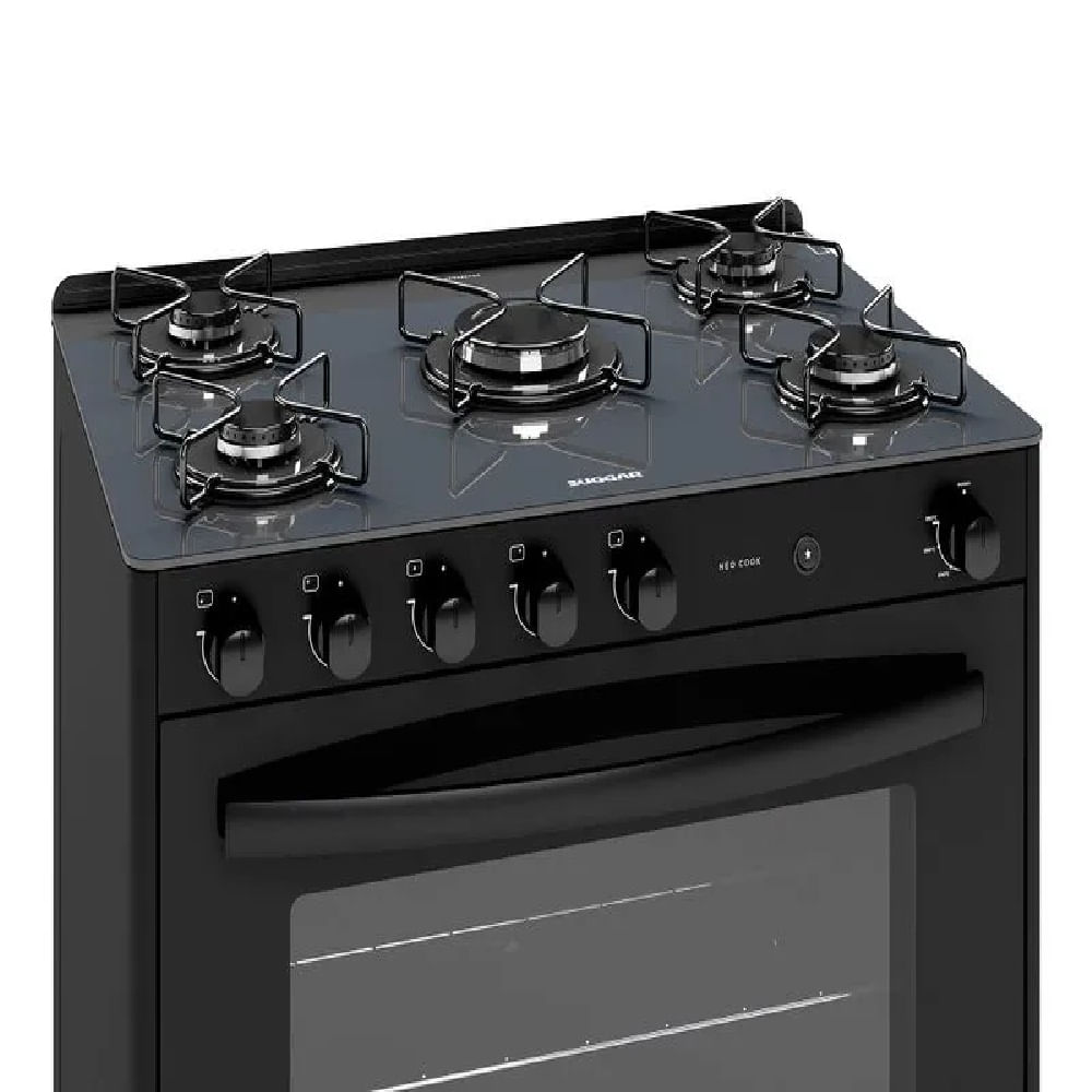 Fogão de Piso Suggar 5 Bocas com Mesa de Vidro Preto FGV510PT – Bivolt - Image 5